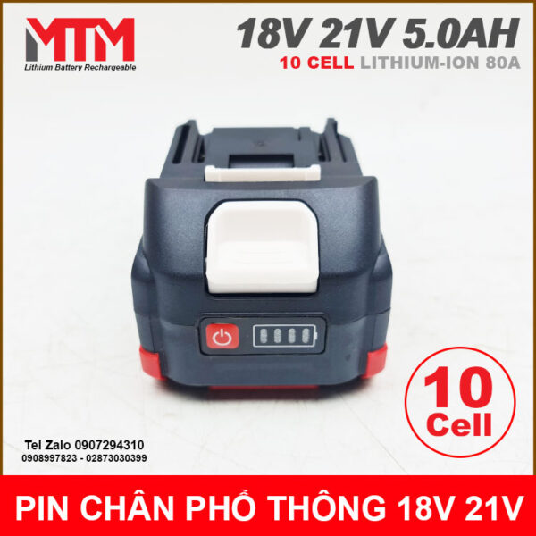 Pin chân phổ thông M21 Makita Hukan Dekton 18V 21 5.0Ah 10 cell mạch 80A vỏ chống sốc 6