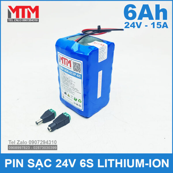 Pin sạc 24V 6Ah 15A 6S MTM 4