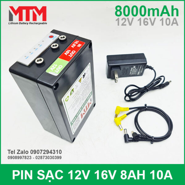 Box pin sạc lithium 12V 16V 8000mAh 10A MTM 4