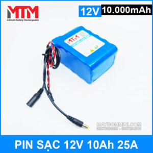 Pin sạc 12V 10Ah 25A 3S MTM kèm sạc 13