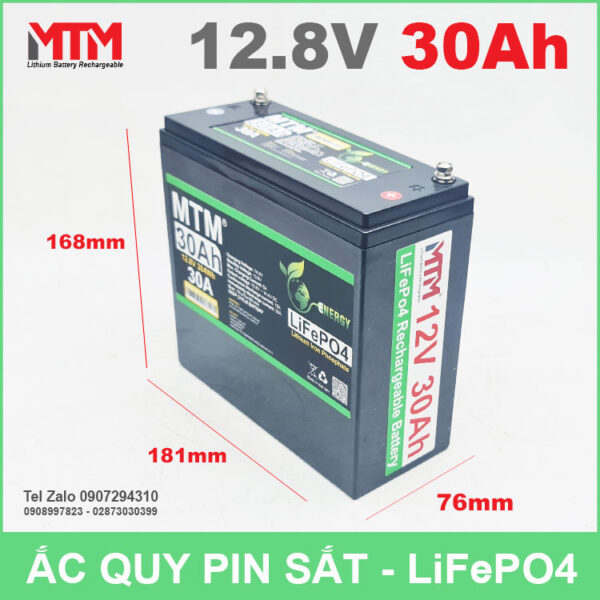 Bình ắc quy pin sắt LiFePo4 12V 30Ah 30A 8