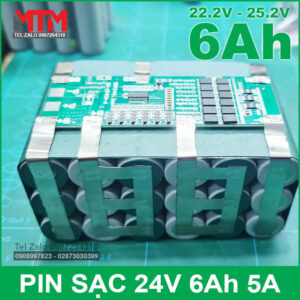 Khối pin 24V 6Ah 6S chịu tải 5A MTM 17