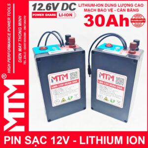 Box pin sạc lithium 12V 30000mAh 30A MTM kèm sạc 20