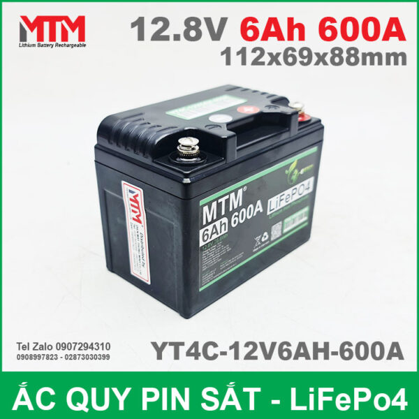 Bình ắc quy pin xe máy 12.8V 6Ah 600A MTM YT4C-12V6AH-600A 4