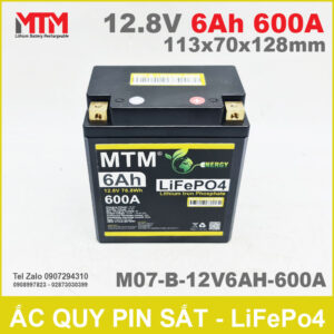 Bình ắc quy pin xe máy 12.8V 6Ah 600A MTM M07-B-12V6AH-600A 12