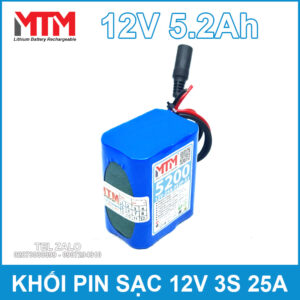 Khối pin sạc 12V 5.2Ah 25A 3S MTM - kèm sạc 13