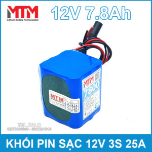 Khối pin sạc 12V 7.8Ah 25A 3S MTM - kèm sạc 11