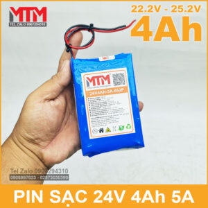 Khối pin 24V 4Ah 6S chịu tải 5A MTM 18