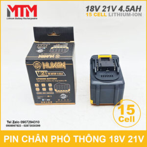 Pin chân phổ thông 18V 21V 4.5Ah 15 cell Hukan 11