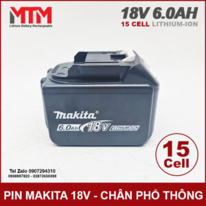 Pin chân phổ thông Makita Hukan Dekton 18V 21 6.0Ah 15 cell mạch 80A 16