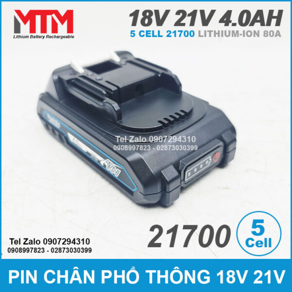 Pin chân phổ thông M21 Makita Hukan Dekton 18V 21V 4.0Ah 5 cell 21700 - mạch 80A 7