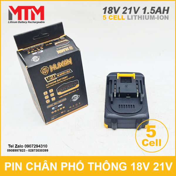 Pin chân phổ thông 18V 21V 1.5Ah 5 cell Hukan 7