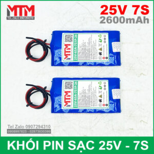 Khối pin 25V 2.6Ah 7S 65A MTM kèm sạc 12