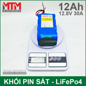 Khối pin sắt 12.8V 12Ah 4S LiFePo4 chịu tải tối đa 30A 15