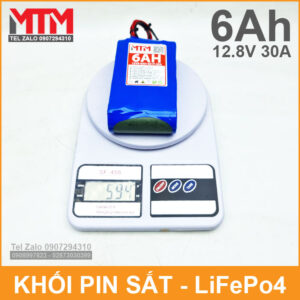 Khối pin sắt 12.8V 6Ah 4S LiFePo4 chịu tải tối đa 30A 15