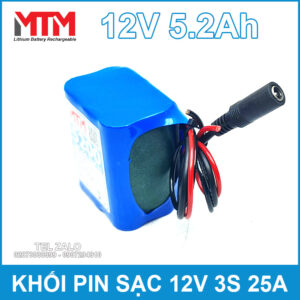 Khối pin sạc 12V 5.2Ah 25A 3S MTM - kèm sạc 14