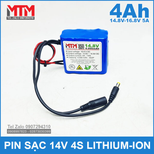 Pin sạc 14.8V 16.8V 4Ah 5A 4S MTM 3