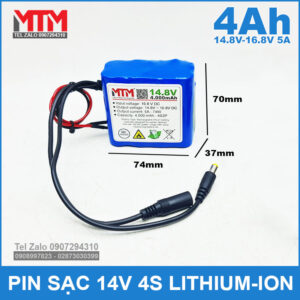 Pin sạc 14.8V 16.8V 4Ah 5A 4S MTM 10