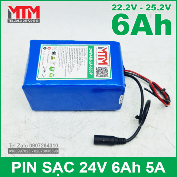 Khối pin 24V 6Ah 6S chịu tải 5A MTM 4