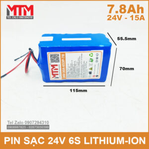 Pin sạc 24V 7.8Ah 15A 6S MTM 15