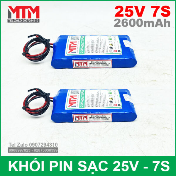 Khối pin 25V 2.6Ah 7S 65A MTM kèm sạc 3