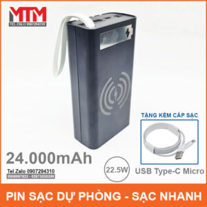 Pin dự phòng 24000mAh sạc không dây 12 Cell 19