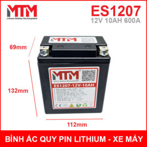 Bình ắc quy pin lithium xe máy 12V 10Ah 600A ES1207 14