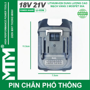 Pin chân phổ thông Makita 18V 21V 10Ah 20 cell mạch 80A led báo pin - Cell EVE 25P 16