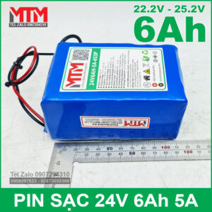 Khối pin 24V 6Ah 6S chịu tải 5A MTM 15