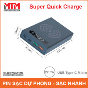 Pin dự phòng 10000mAh sạc nhanh không dây 5 Cell 24