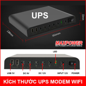 Nguồn điện UPS dự phòng modem wifi camera USB 5V 9V 12V 12000mAh MAXPOWER 14