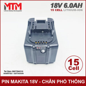 Pin chân phổ thông Makita Hukan Dekton 18V 21 6.0Ah 15 cell mạch 80A 18