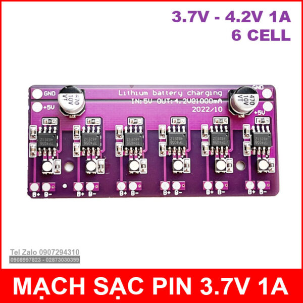 Mạch sạc pin 18650 3.7V 4.2V 1A 6 cell độc lập 3