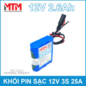 Khối pin sạc 12V 2.6Ah 25A 3S MTM - kèm sạc 13