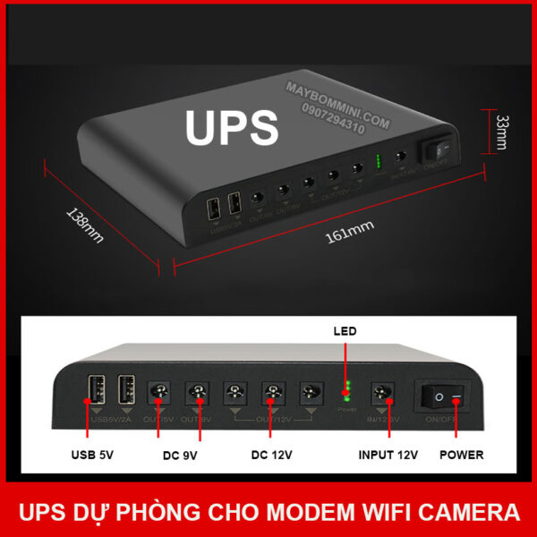 UPS dự phòng modem wifi camera 5V 9V 12V 24000mAh 7