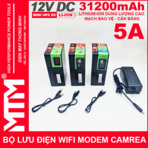 Bộ lưu điện wifi modem camera khóa cửa từ đèn quạt DC USB 9V12V 31200mAh 5A MTM - Mini UPS DC USB 9V 12V 24