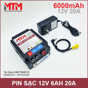 Box pin sạc lithium 12V 6000mAh 20A MTM kèm sạc 13