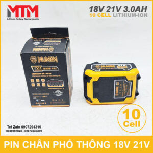 Pin chân phổ thông 18V 21V 3Ah 10 cell Hukan 13