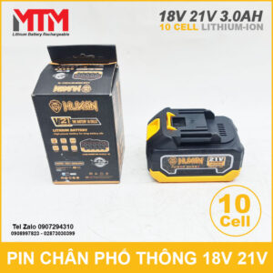 Pin chân phổ thông 18V 21V 3Ah 10 cell Hukan 12