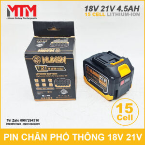 Pin chân phổ thông 18V 21V 4.5Ah 15 cell Hukan 12