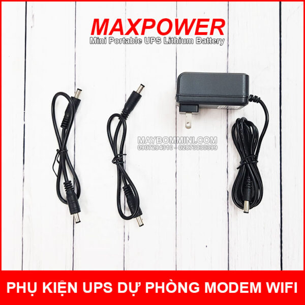 Nguồn điện UPS dự phòng modem wifi camera USB 5V 9V 12V 12000mAh MAXPOWER 6