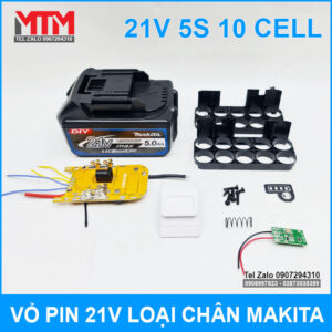 Vỏ pin Makita 18V 21V 10 cell kèm báo pin mạch sạc bảo vệ 80A 13