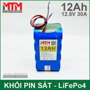 Khối pin sắt 12.8V 12Ah 4S LiFePo4 chịu tải tối đa 30A 12