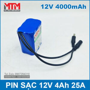 Pin sạc 12V 4Ah 25A 3S MTM 10