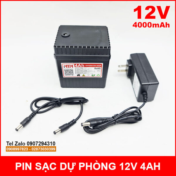 Pin sạc dự phòng 12V 4000mAh kèm sạc 3