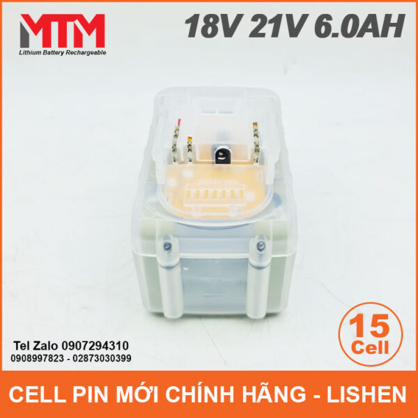 Pin chân phổ thông 18V 21V 6.0Ah 15 cell mạch 80A - vỏ trong suốt 4