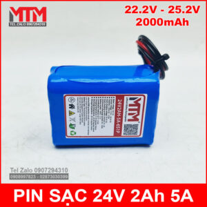 Pin sạc 24V 2Ah 5A 6S MTM 13