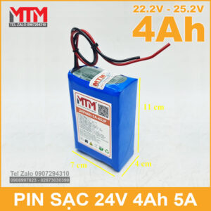 Khối pin 24V 4Ah 6S chịu tải 5A MTM 13