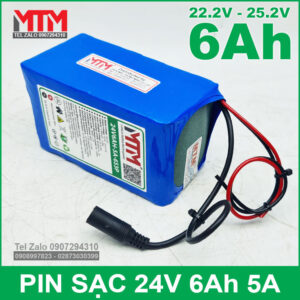 Khối pin 24V 6Ah 6S chịu tải 5A MTM 13