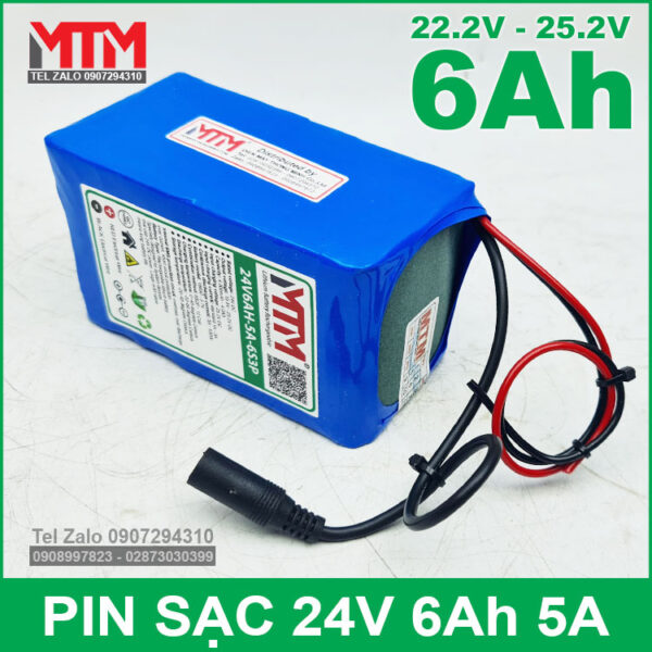 Khối pin 24V 6Ah 6S chịu tải 5A MTM 6